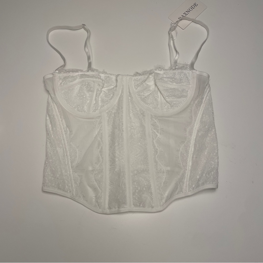 NWT Raxnode White Underwire Bustier M